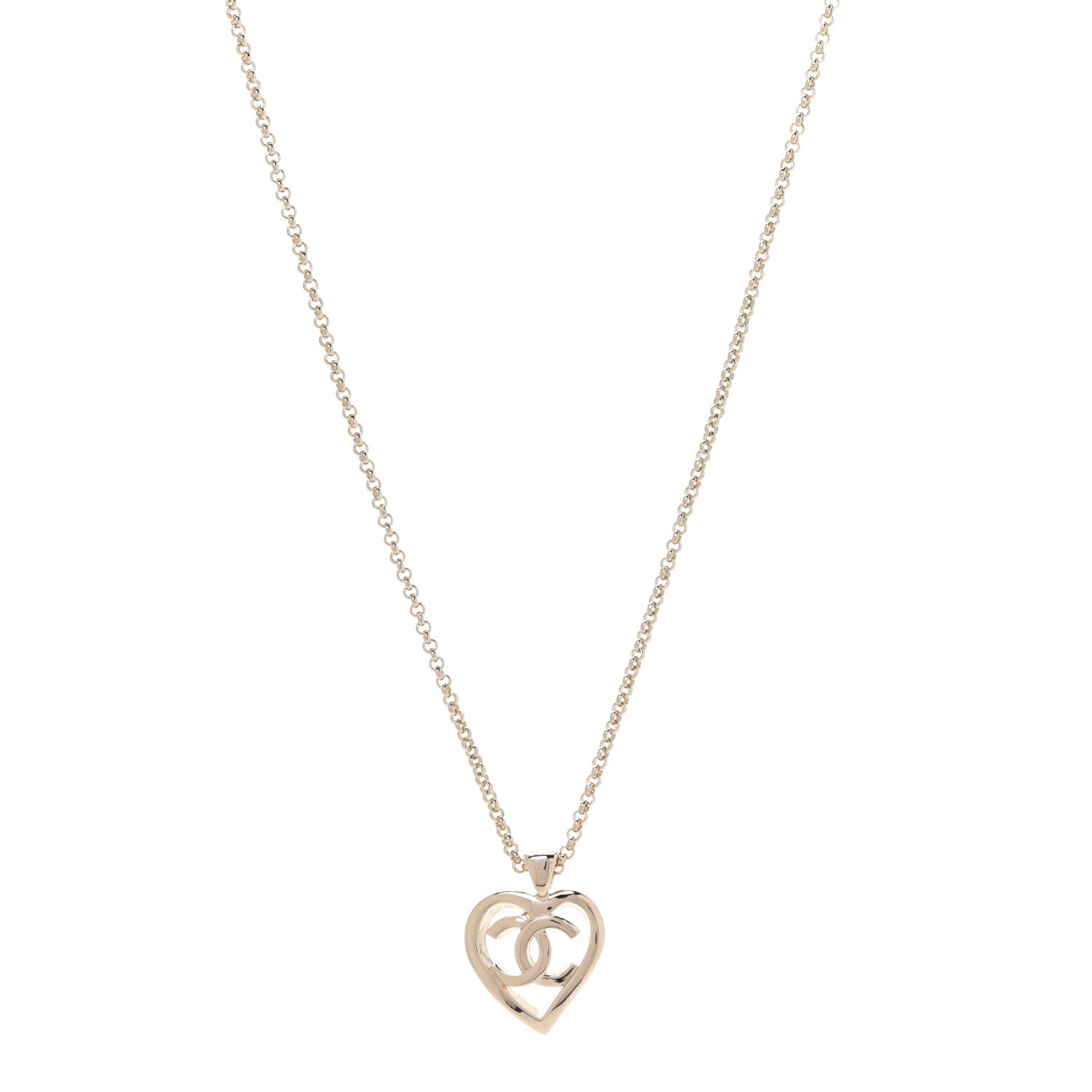 Chanel CC Heart Chain Pendant Necklace Gold 1 of 6