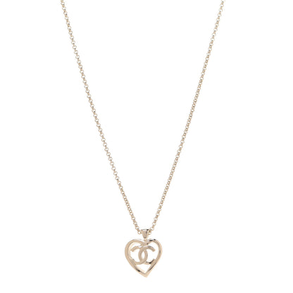 Chanel CC Heart Chain Pendant Necklace Gold 1 of 6