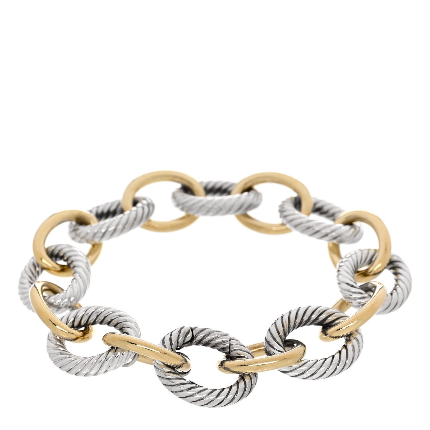 Sterling Silver 18K Yellow Gold 18mm Extra Large Oval Link Bracelet