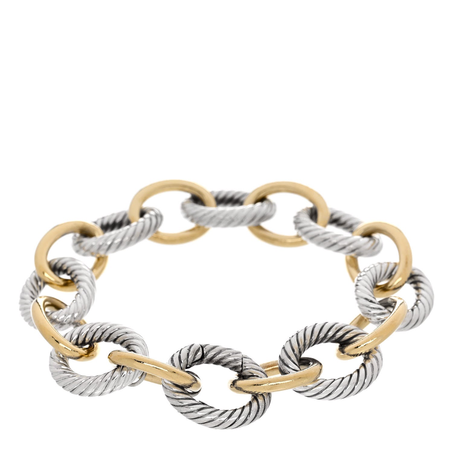 David Yurman Sterling Silver 18K Yellow Gold 18mm Extra Large Oval Link Bracelet 2 of 4