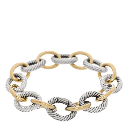 David Yurman Sterling Silver 18K Yellow Gold 18mm Extra Large Oval Link Bracelet 2 of 4