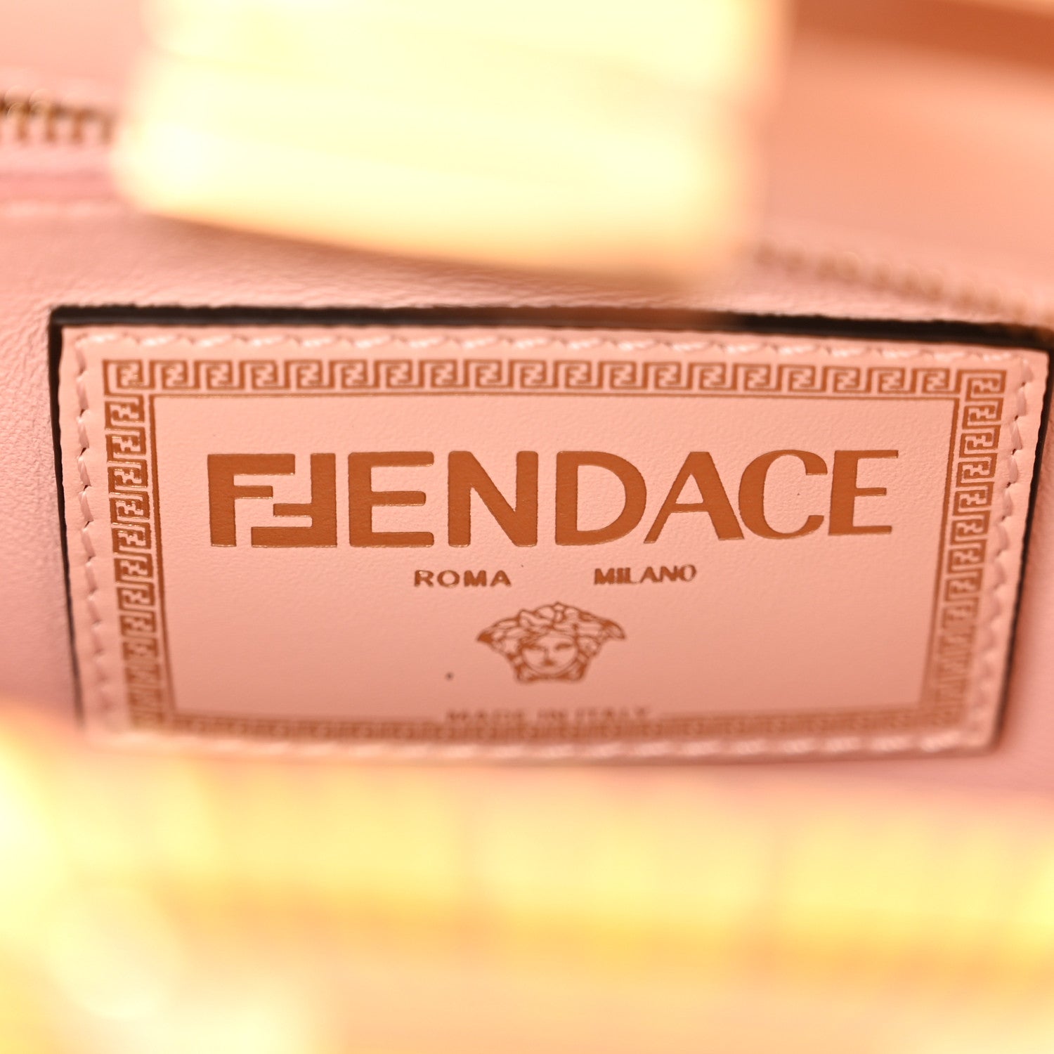 Fendi X VERSACE Vitello Seta Nappa Fendace FF Baroque Mini Peekaboo Iconic Satchel Pink Gold 7 of 11