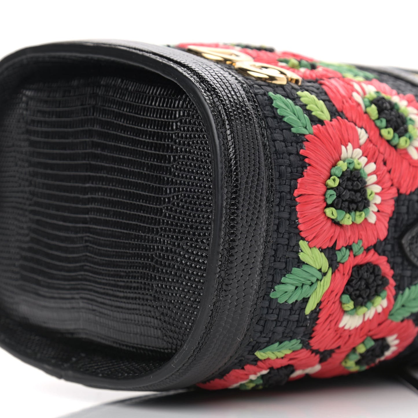 Raffia Snakeskin Vanity Case Black Multicolor