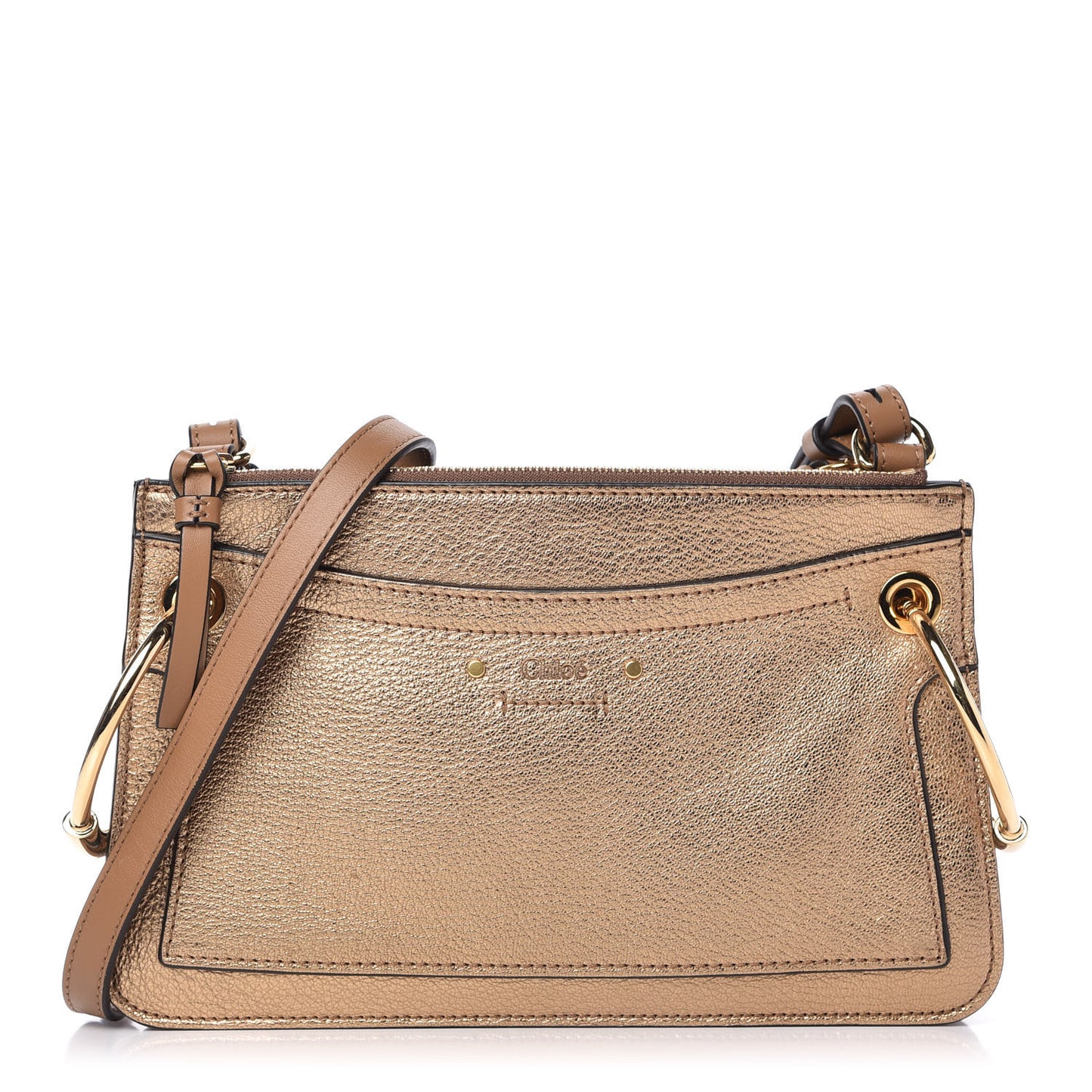 Metallic Calfskin Small Roy Bag Gold