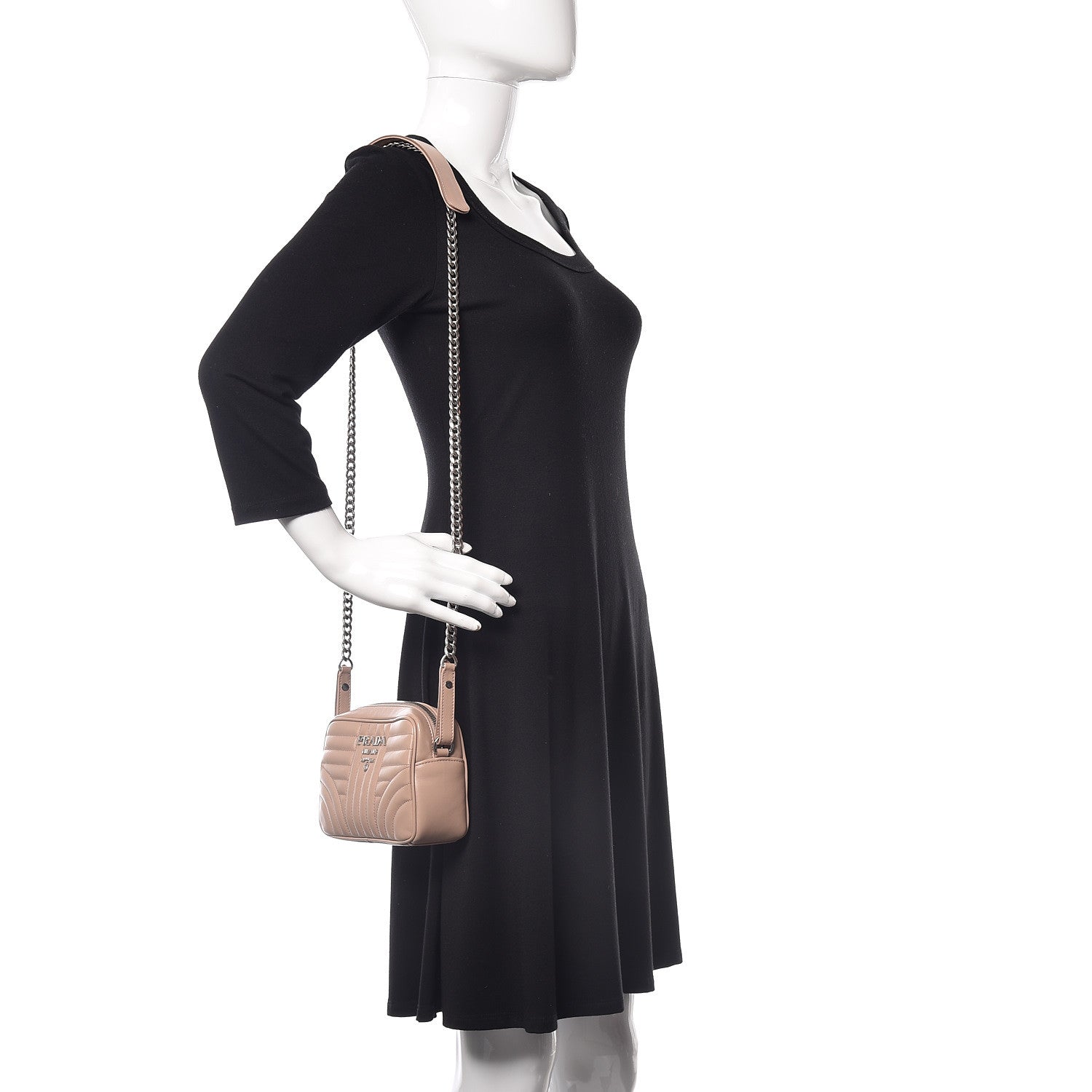 Prada Soft Calfskin Diagramme Crossbody Bag Cipria 2 of 9