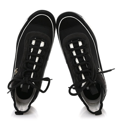 Velvet Calfskin Mixed Fibers CC Sneakers 39.5 Black