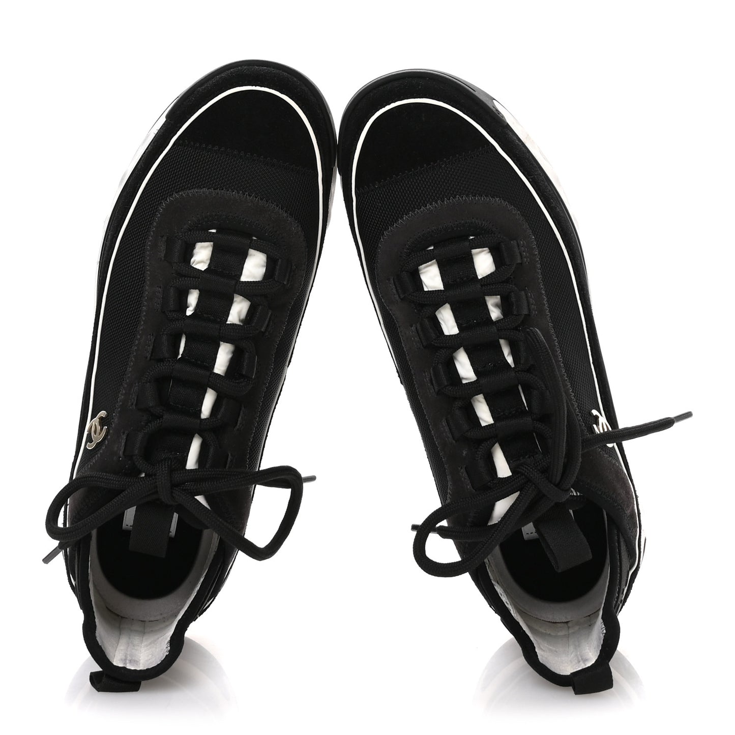 Velvet Calfskin Mixed Fibers CC Sneakers 39.5 Black