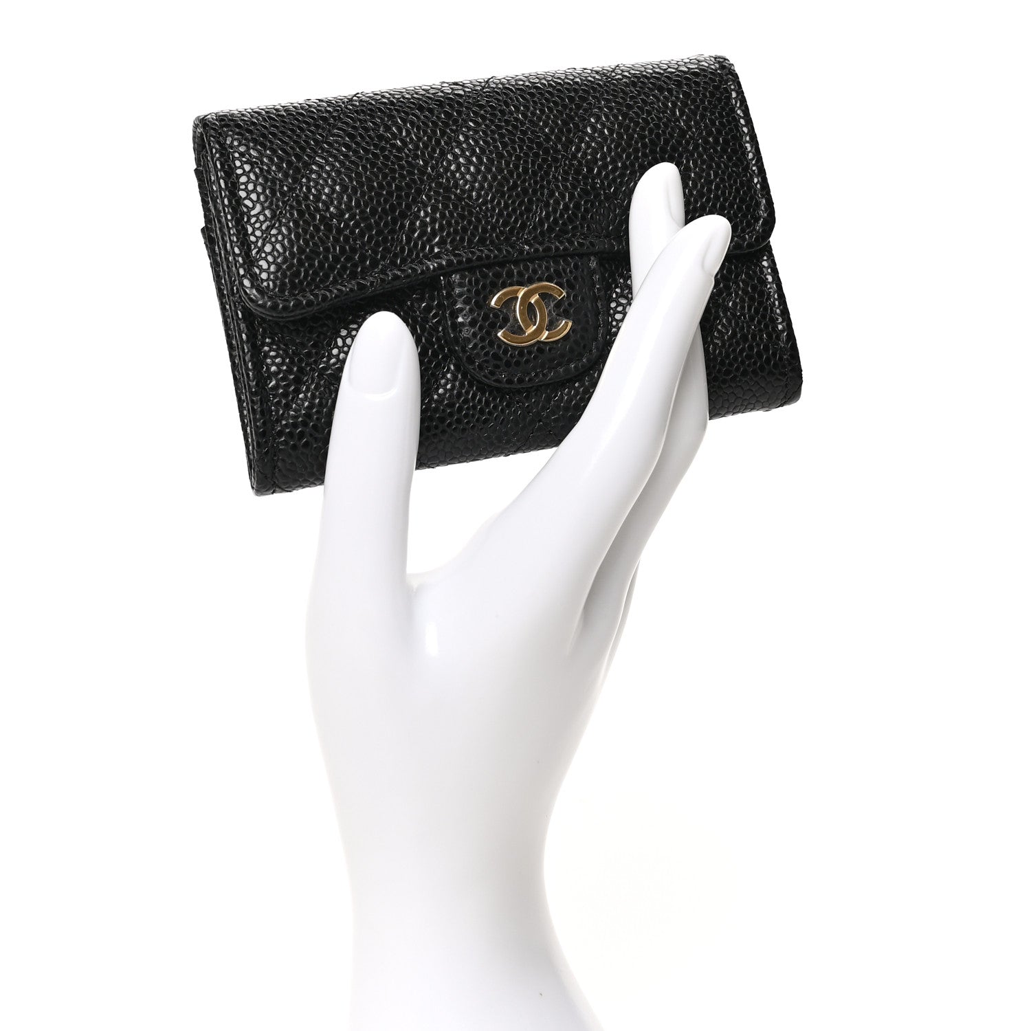 Chanel Caviar Quilted Flap Card Holder Wallet Black 2 of 9