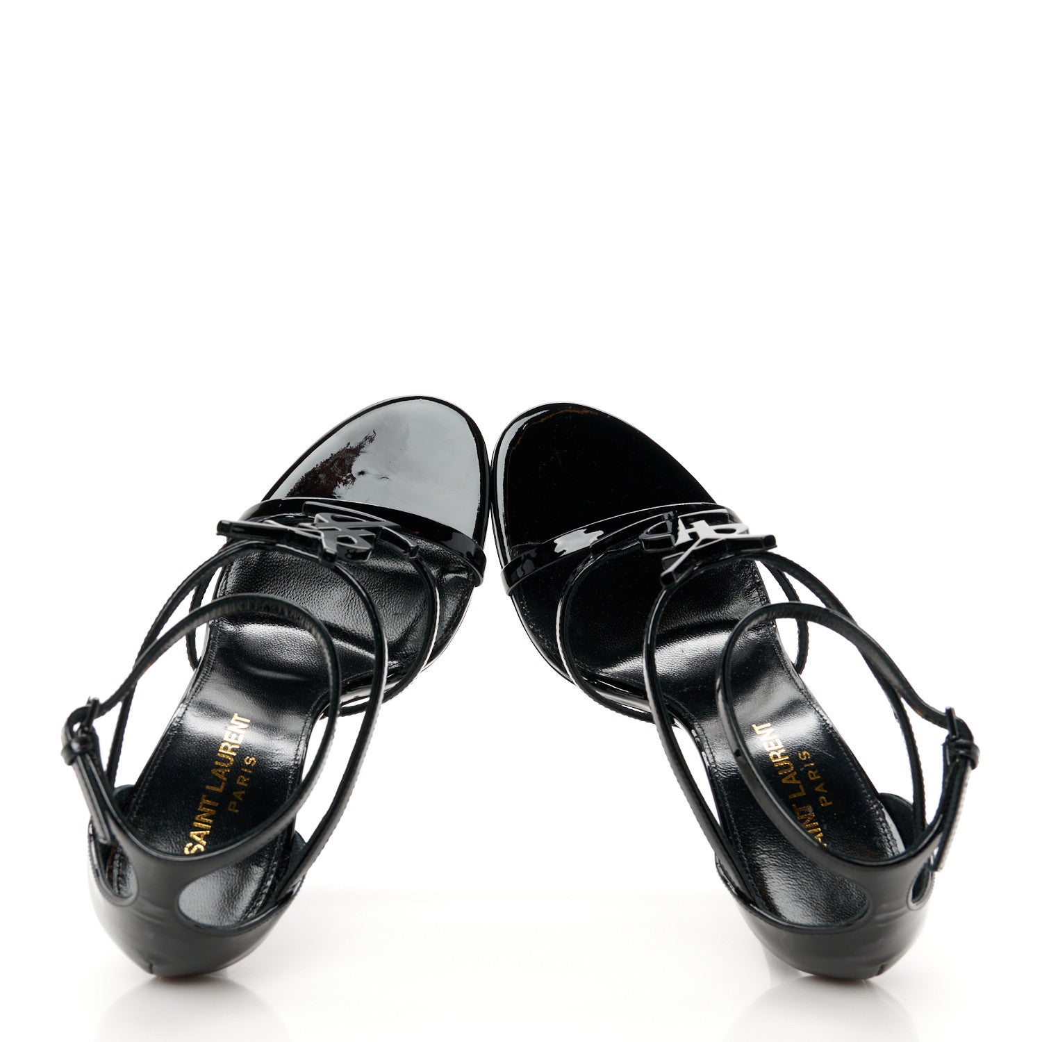 Saint Laurent Patent Cassandra 100 Ankle Strap Sandals 36.5 Black 2 of 9