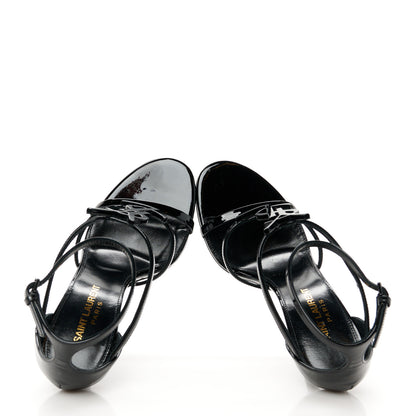 Saint Laurent Patent Cassandra 100 Ankle Strap Sandals 36.5 Black 2 of 9