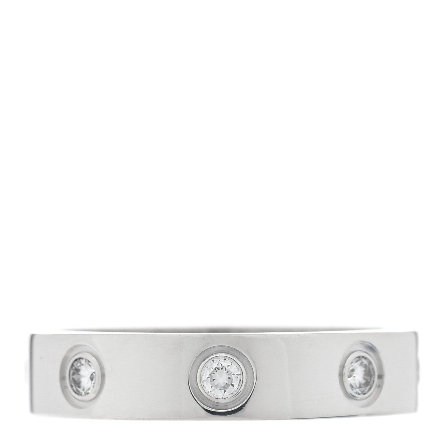 Cartier 18K White Gold 8 Diamond 4mm LOVE Wedding Band Ring 48 4.5 3 of 5