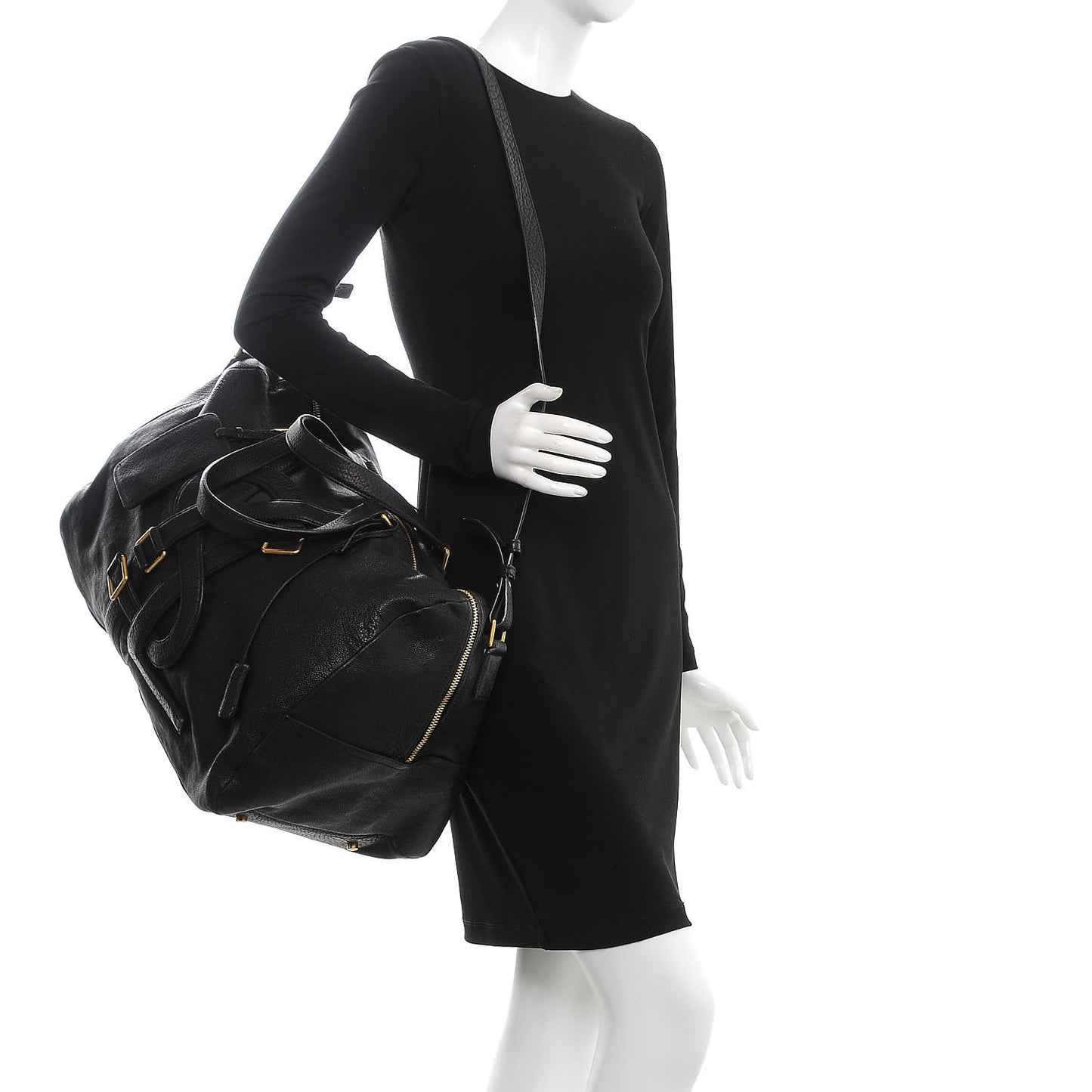 Calfskin Vavin Logo Strap Duffle Bag Black