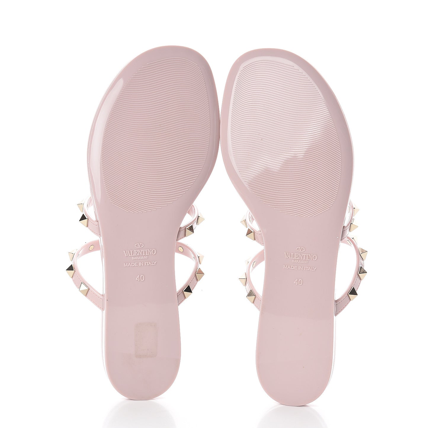PVC Jelly Rockstud Caged Flat Thong Sandals 40 Water Rose