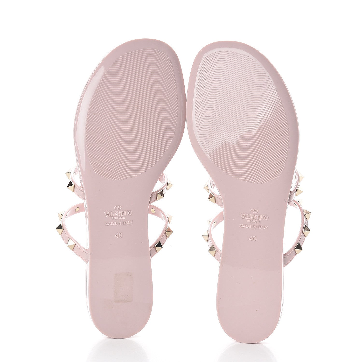 Valentino Garavani PVC Jelly Rockstud Caged Flat Thong Sandals 40 Water Rose 7 of 7
