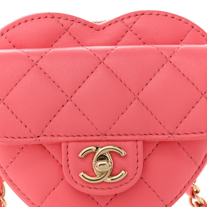 Chanel Lambskin Quilted CC In Love Heart Waist Belt Bag With Chain Pink 8 of 11