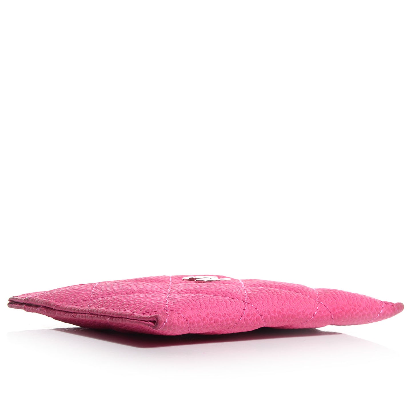 Iridescent Caviar Quilted Card Holder Pink