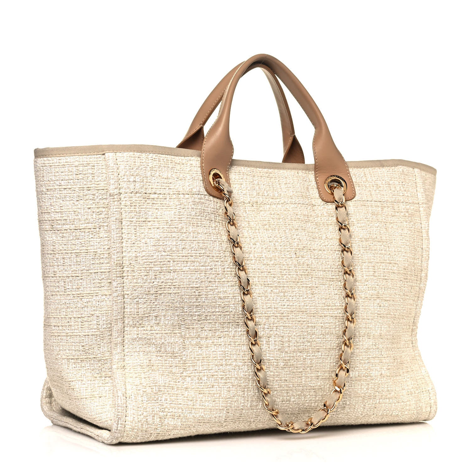 Chanel Canvas Large Deauville Tote Light Beige 3 of 13