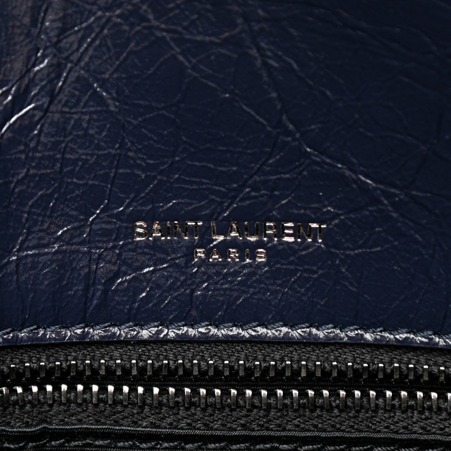 Saint Laurent Crinkled Calfskin Matelasse Monogram Medium Niki Chain Satchel Deep Marine 7 of 11