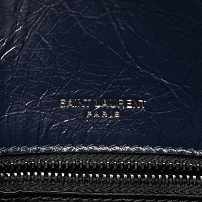 Saint Laurent Crinkled Calfskin Matelasse Monogram Medium Niki Chain Satchel Deep Marine 7 of 11