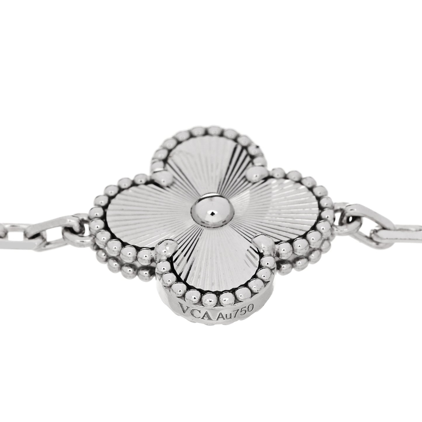 18K White Gold 5 Motifs Guilloche Vintage Alhambra Bracelet