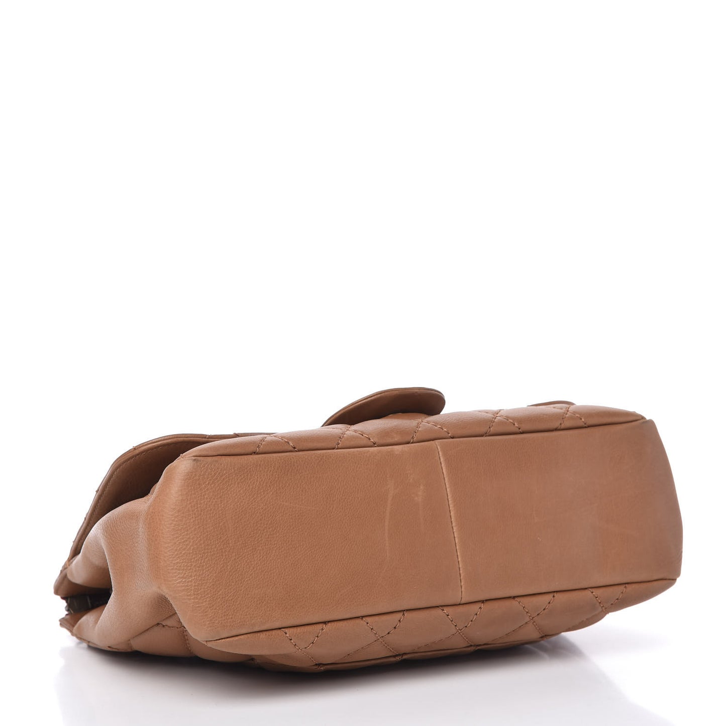 Calfskin Large Blizzard Zip Top Flap Bag Light Brown