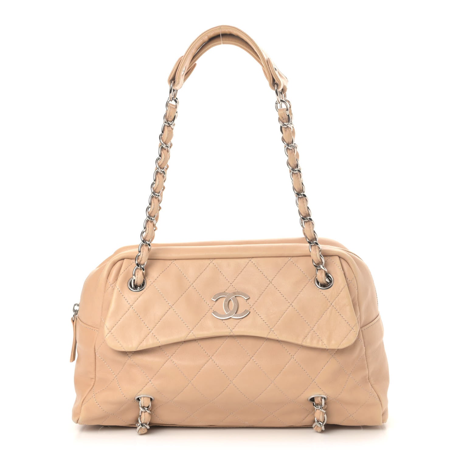 Chanel Lambskin Quilted Medium Chain Around Tote Beige 1 of 9