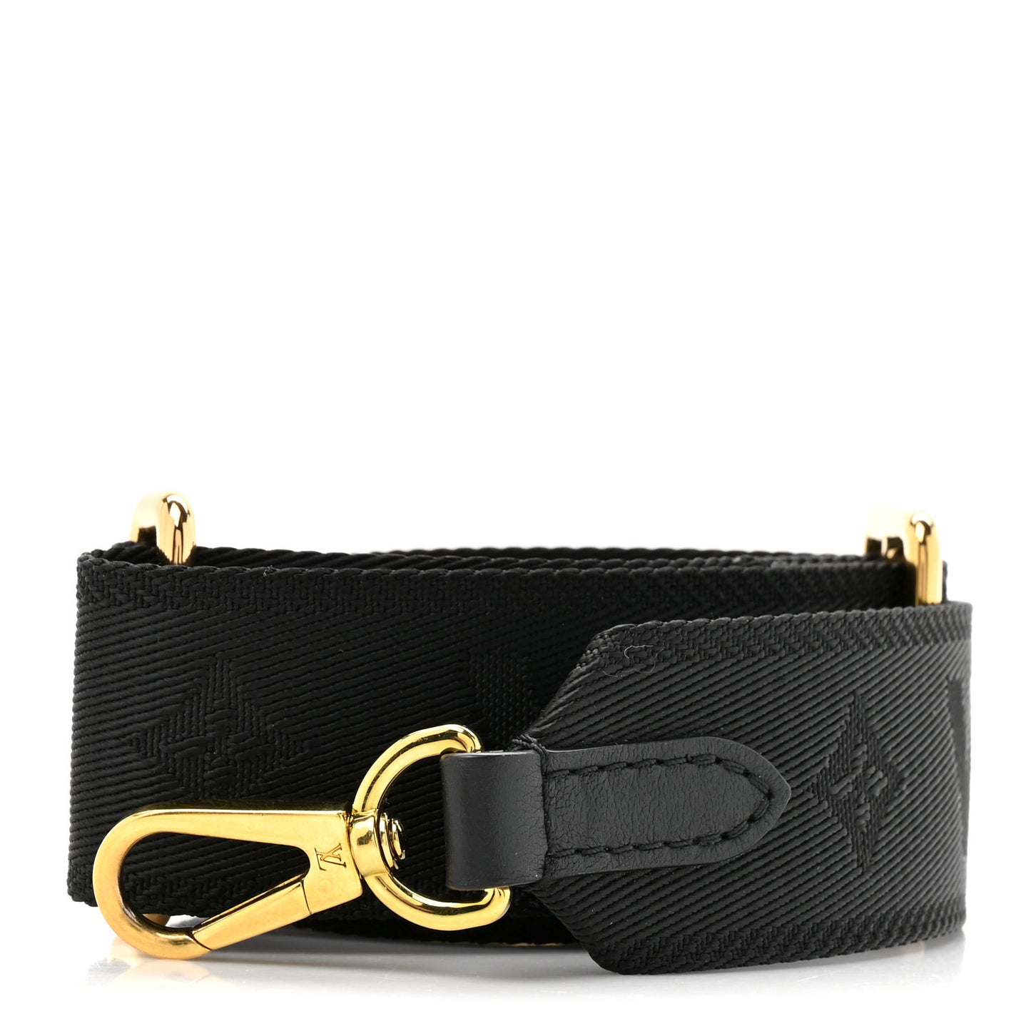 Nylon Calfskin Bubblegram Wallet Strap Black