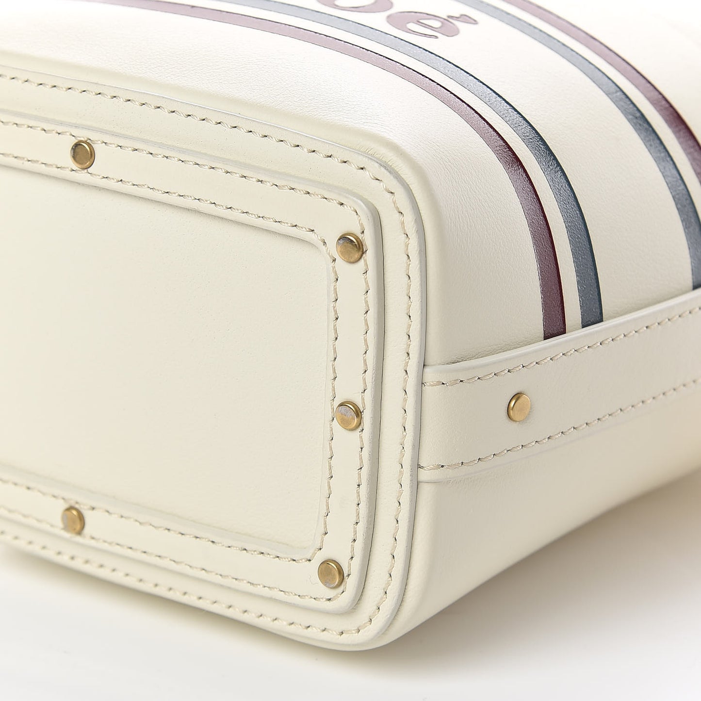 Calfskin Logo Mini Roy Bucket Bag Natural White