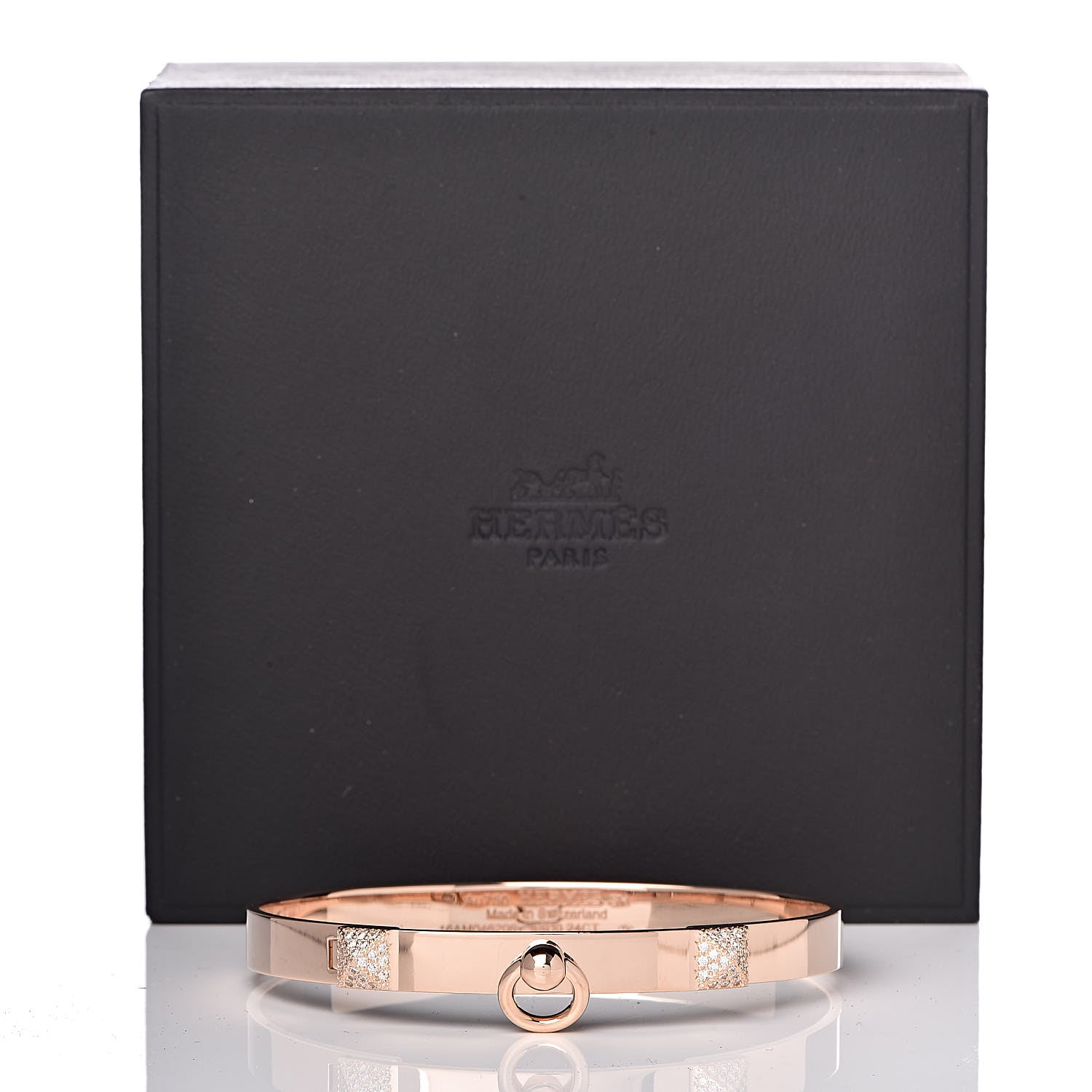 Hermes 18K Rose Gold Diamond PM Collier De Chien Bracelet SH 5 of 5