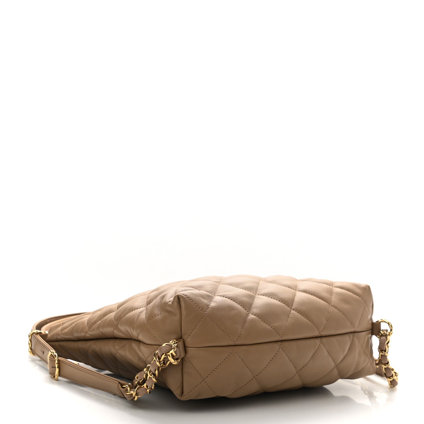 Lambskin Quilted Hobo Beige