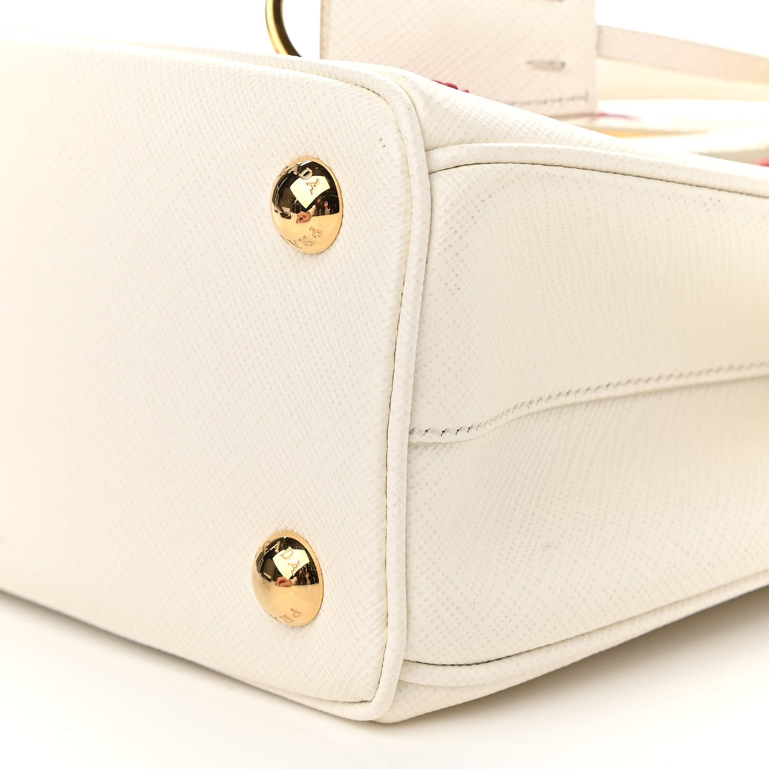 Prada Saffiano Micro Galleria Double Zip Qixi Tote White Fuoco 11 of 12