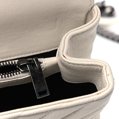 Saint Laurent Sheepskin Matelasse Chevron Monogram Medium College Bag Dove White 6 of 9