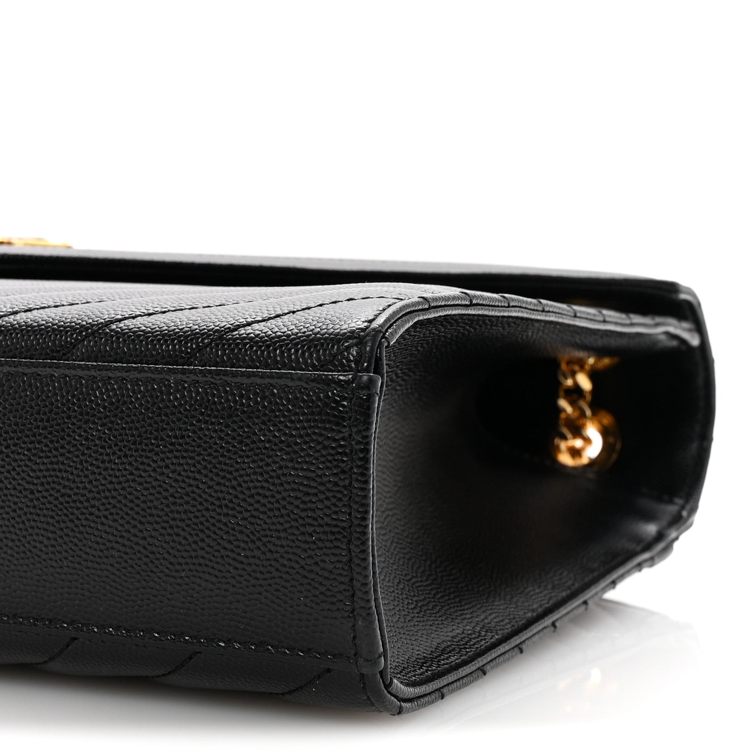 Saint Laurent Grain De Poudre Matelasse Chevron Large Monogram Satchel Black 9 of 9