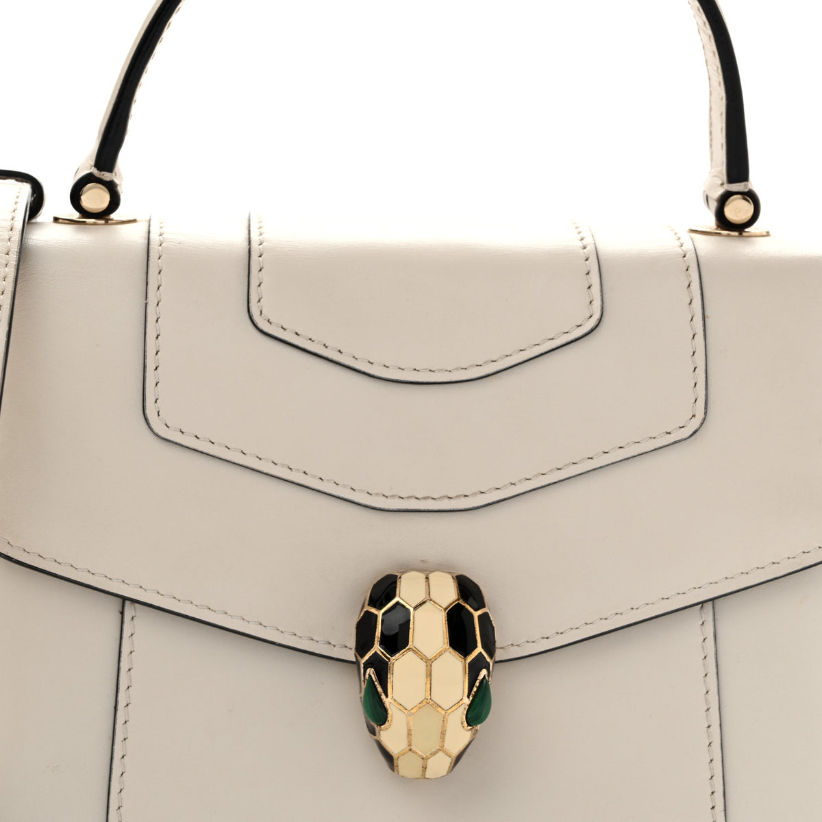 Bulgari Calfskin Serpenti Forever Top Handle White 8 of 14