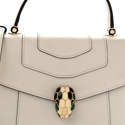 Bulgari Calfskin Serpenti Forever Top Handle White 8 of 14