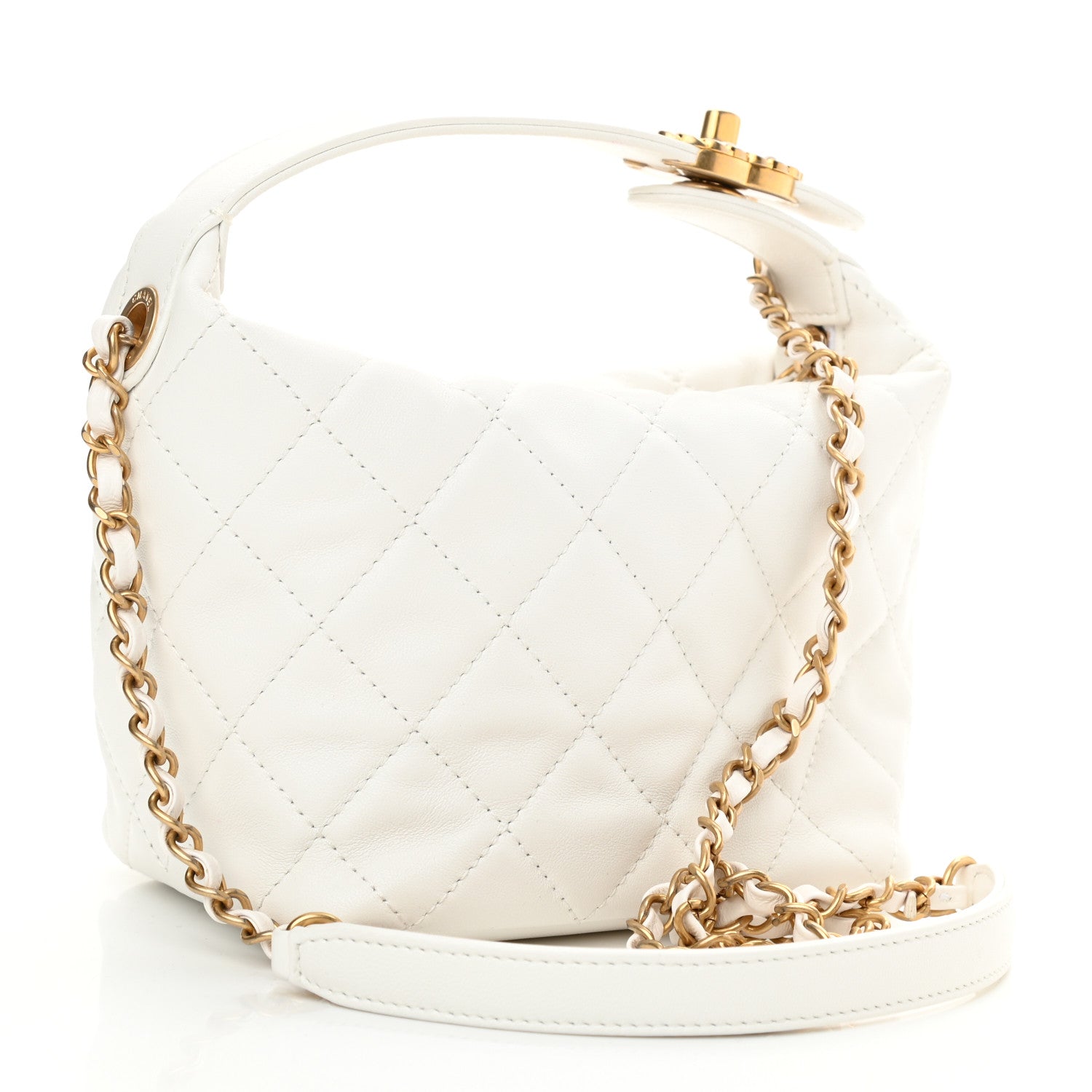 Chanel Lambskin Quilted Small Perfect Meeting Hobo White 3 of 10