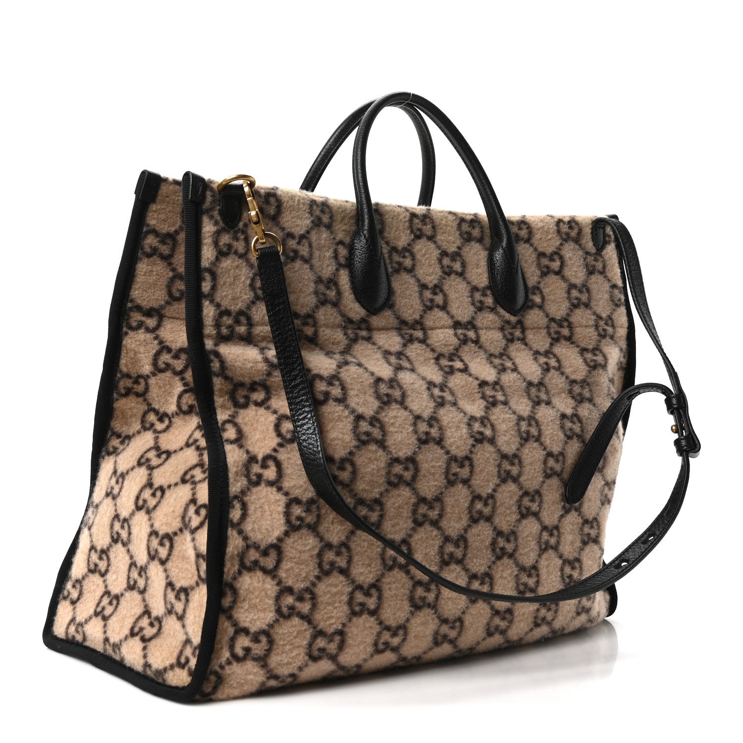 Gucci Covered Wool GG Monogram Large Tote Bag Beige Ebony 3 of 10