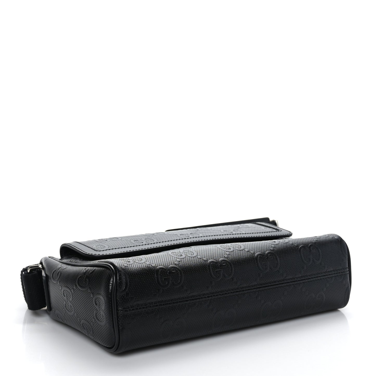Calfskin GG Tennis Embossed Shoulder Bag Black