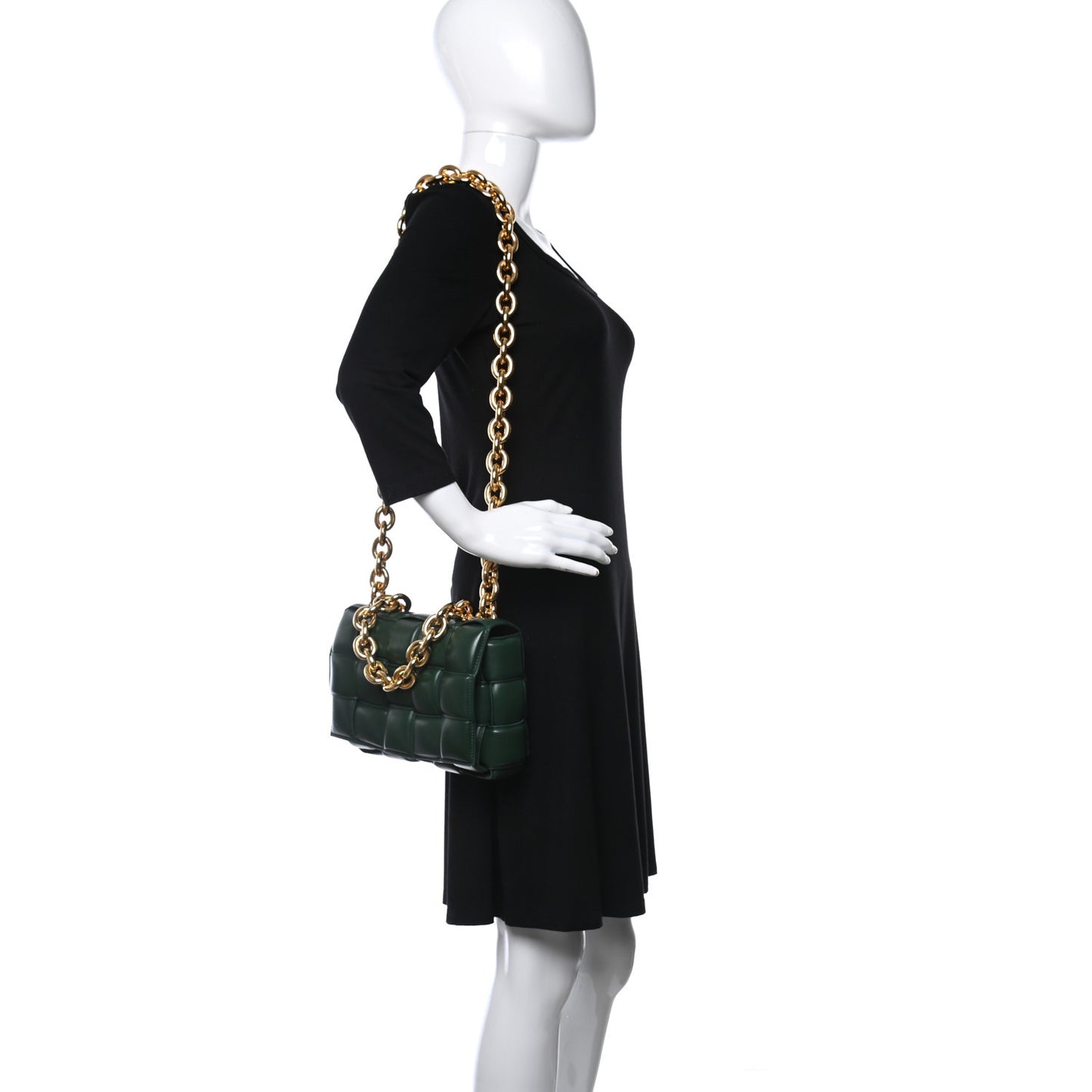 Lambskin Maxi Intreccio Padded Chain Cassette Crossbody Bag Raintree
