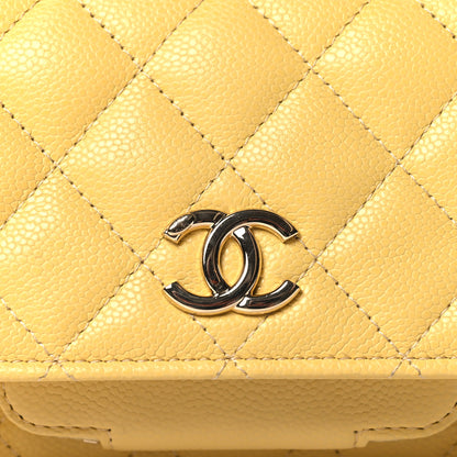 Chanel Caviar Quilted Business Affinity Clutch With Chain Flap Yellow 9 of 12