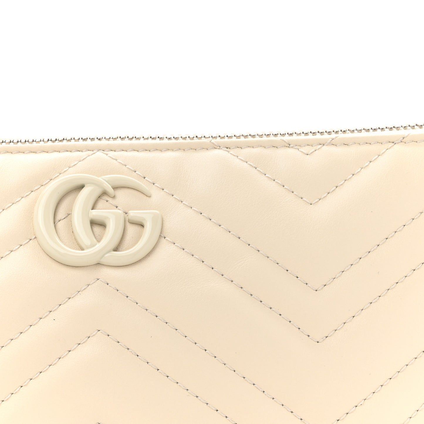 Calfskin Matelasse Chevron Monochrome GG Marmont Sling Shoulder Bag Mystic White