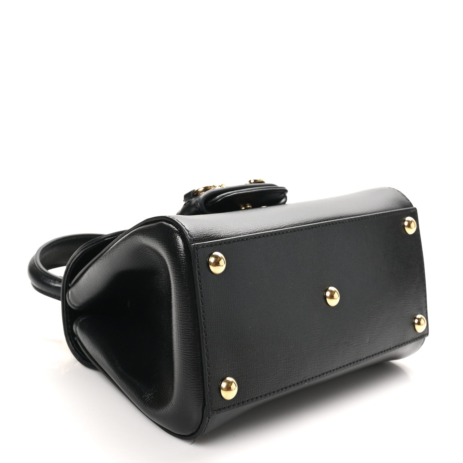 Gucci Glazed Textured Calfskin Mini Horsebit 1955 Top Handle Flap Bag Black 4 of 10