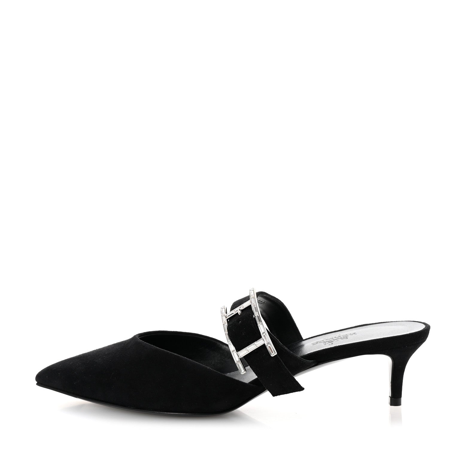 Hermes Suede Goatskin Blink Mules 37 Black 1 of 10