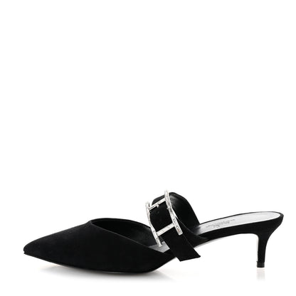 Hermes Suede Goatskin Blink Mules 37 Black 1 of 10