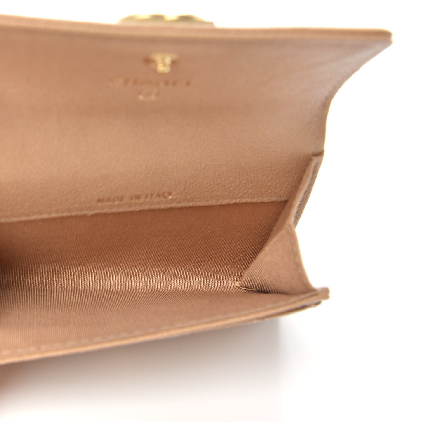Caviar Quilted Boy Card Holder Wallet Beige
