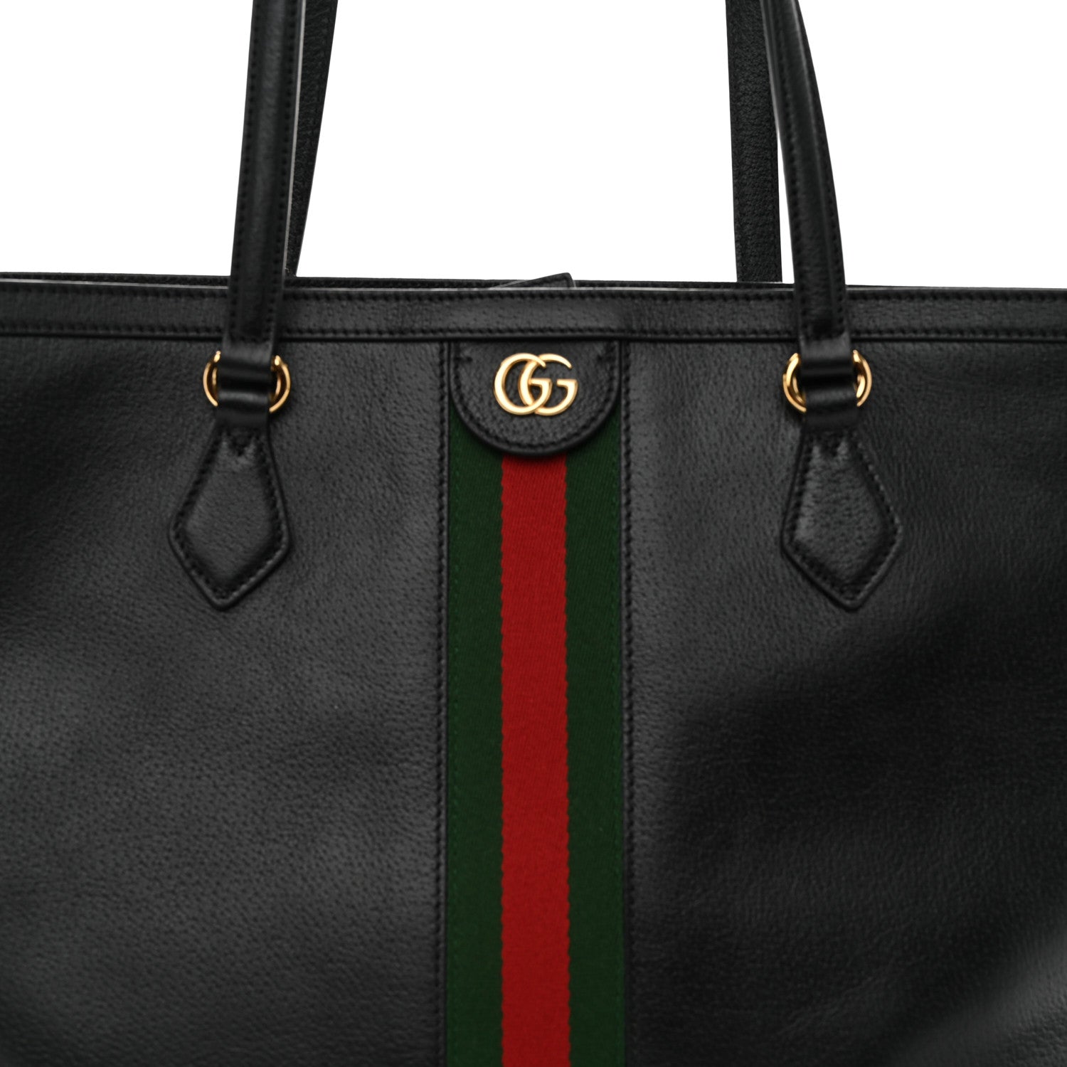 Gucci Textured Calfskin Web Medium Ophidia Shopping Tote Black 8 of 10