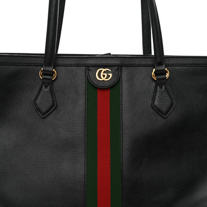 Gucci Textured Calfskin Web Medium Ophidia Shopping Tote Black 8 of 10