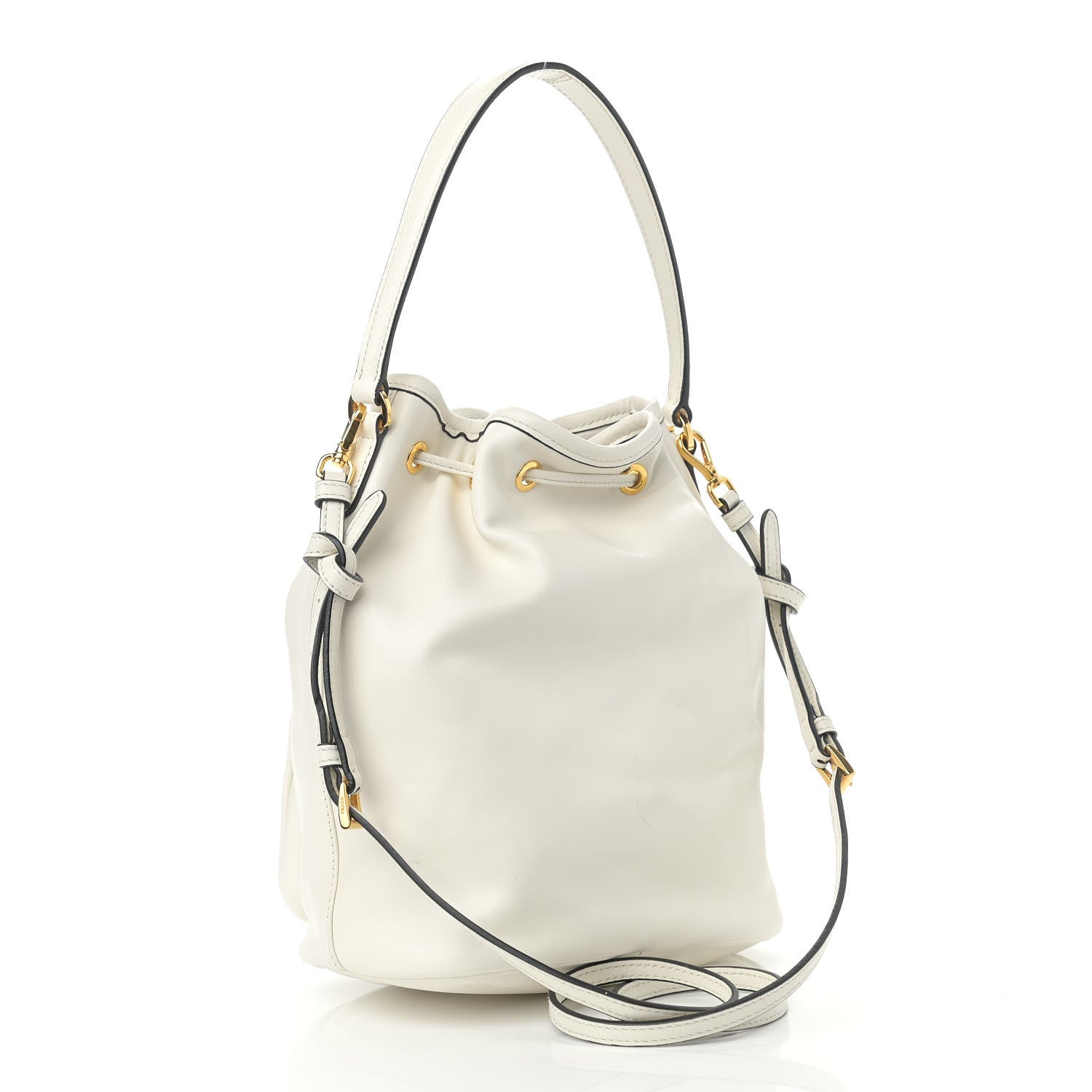 Prada Soft Calfskin Saffiano Mini Bucket Crossbody Bag White 3 of 11