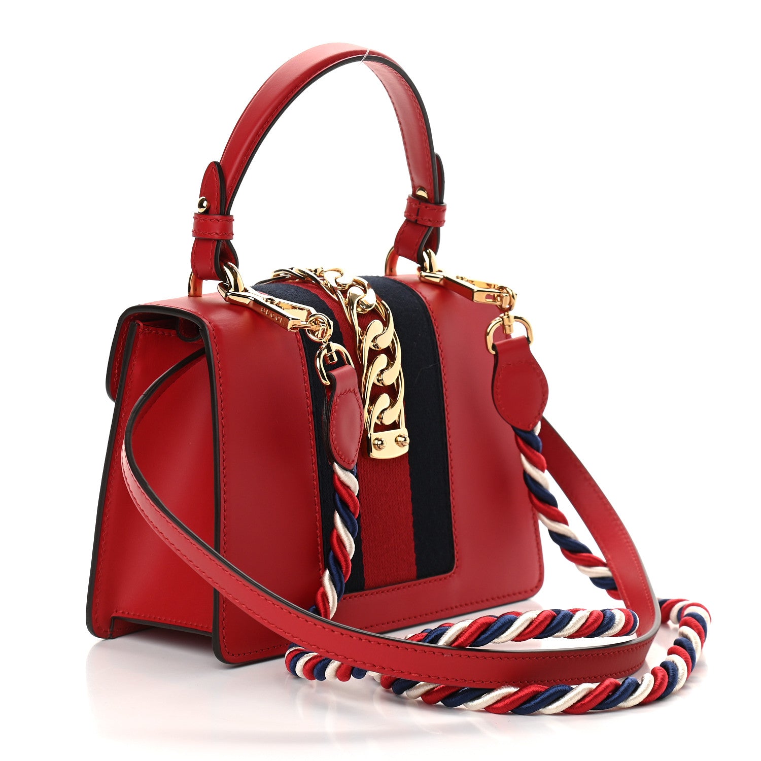 Gucci Calfskin Mini Sylvie Top Handle Bag Hibiscus Red 3 of 9