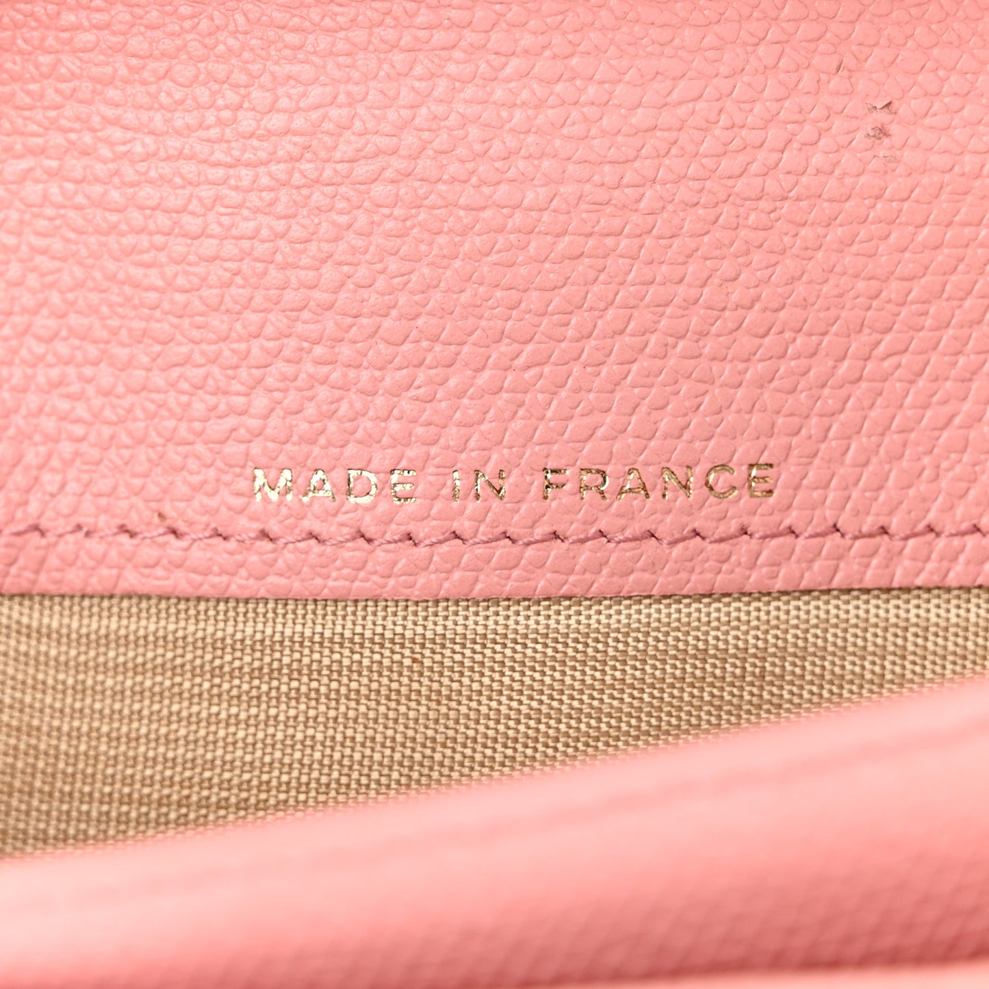 Grained Calfskin CC Button Yen Wallet Pink